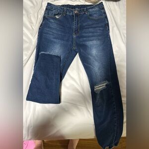 Distressed Blue Jeans